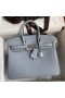 Hermes Birkin 25 Retourne Handmade Bag In Blue Lin Clemence Leather