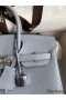 Hermes Birkin 25 Retourne Handmade Bag In Blue Lin Clemence Leather