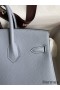 Hermes Birkin 25 Retourne Handmade Bag In Blue Lin Clemence Leather