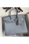Hermes Birkin 25 Retourne Handmade Bag In Blue Lin Epsom Calfskin