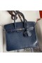 Hermes Birkin 25 Retourne Handmade Bag In Blue Saphir Lizard Leather