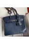 Hermes Birkin 25 Retourne Handmade Bag In Blue Saphir Lizard Leather