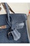 Hermes Birkin 25 Retourne Handmade Bag In Blue Saphir Lizard Leather
