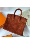 Hermes Birkin 25 Retourne Handmade Bag In Brown Doblis Suede Leather