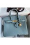 Hermes Birkin 25 Retourne Handmade Bag In Ciel Clemence Leather