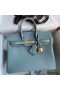 Hermes Birkin 25 Retourne Handmade Bag In Ciel Clemence Leather