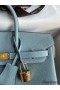 Hermes Birkin 25 Retourne Handmade Bag In Ciel Clemence Leather