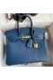 Hermes Birkin 25 Retourne Handmade Bag In Deep Blue Swift Calfskin