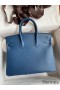 Hermes Birkin 25 Retourne Handmade Bag In Deep Blue Swift Calfskin