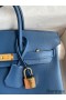 Hermes Birkin 25 Retourne Handmade Bag In Deep Blue Swift Calfskin