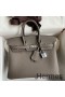 Hermes Birkin 25 Retourne Handmade Bag In Etain Clemence Leather