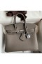 Hermes Birkin 25 Retourne Handmade Bag In Etain Clemence Leather