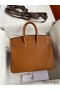 Hermes Birkin 25 Retourne Handmade Bag In Gold Barenia Calfskin