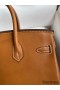 Hermes Birkin 25 Retourne Handmade Bag In Gold Barenia Calfskin