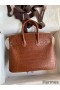 Hermes Birkin 25 Retourne Handmade Bag In Gold Matte Alligator Leather