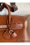 Hermes Birkin 25 Retourne Handmade Bag In Gold Matte Alligator Leather