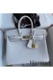 Hermes Birkin 25 Retourne Handmade Bag In Gris Pale Epsom Calfskin