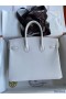Hermes Birkin 25 Retourne Handmade Bag In Gris Pale Epsom Calfskin