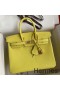 Hermes Birkin 25 Retourne Handmade Bag In Lime Epsom Calfskin