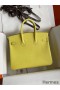 Hermes Birkin 25 Retourne Handmade Bag In Lime Epsom Calfskin