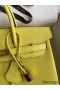 Hermes Birkin 25 Retourne Handmade Bag In Lime Epsom Calfskin