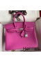 Hermes Birkin 25 Retourne Handmade Bag In Magnolia Clemence Leather
