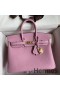 Hermes Birkin 25 Retourne Handmade Bag In Mauve Sylvestre Clemence Leather