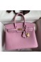Hermes Birkin 25 Retourne Handmade Bag In Mauve Sylvestre Clemence Leather