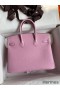 Hermes Birkin 25 Retourne Handmade Bag In Mauve Sylvestre Clemence Leather