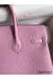 Hermes Birkin 25 Retourne Handmade Bag In Mauve Sylvestre Clemence Leather
