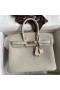 Hermes Birkin 25 Retourne Handmade Bag In Pearl Grey Clemence Leather