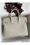 Hermes Birkin 25 Retourne Handmade Bag In Pearl Grey Clemence Leather