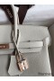 Hermes Birkin 25 Retourne Handmade Bag In Pearl Grey Clemence Leather