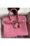 Hermes Birkin 25 Retourne Handmade Bag In Pink Clemence Leather