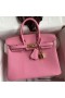 Hermes Birkin 25 Retourne Handmade Bag In Pink Clemence Leather