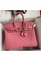 Hermes Birkin 25 Retourne Handmade Bag In Pink Ostrich Leather