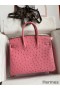 Hermes Birkin 25 Retourne Handmade Bag In Pink Ostrich Leather