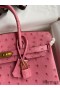 Hermes Birkin 25 Retourne Handmade Bag In Pink Ostrich Leather