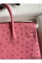 Hermes Birkin 25 Retourne Handmade Bag In Pink Ostrich Leather
