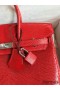 Hermes Birkin 25 Retourne Handmade Bag In Red Lizard Leather