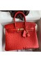 Hermes Birkin 25 Retourne Handmade Bag In Red Ostrich Leather