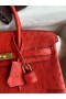 Hermes Birkin 25 Retourne Handmade Bag In Red Ostrich Leather