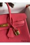 Hermes Birkin 25 Retourne Handmade Bag In Rose Lipstick Clemence Leather