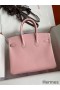 Hermes Birkin 25 Retourne Handmade Bag In Rose Sakura Epsom Calfskin