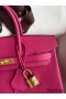 Hermes Birkin 25 Retourne Handmade Bag In Rose Tyrien Clemence Leather