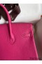 Hermes Birkin 25 Retourne Handmade Bag In Rose Tyrien Clemence Leather