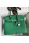 Hermes Birkin 25 Retourne Handmade Bag In Vert Vertigo Clemence Leather