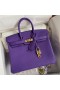 Hermes Birkin 25 Retourne Handmade Bag In Violet Clemence Leather
