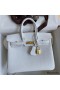 Hermes Birkin 25 Retourne Handmade Bag In White Clemence Leather