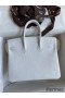 Hermes Birkin 25 Retourne Handmade Bag In White Clemence Leather